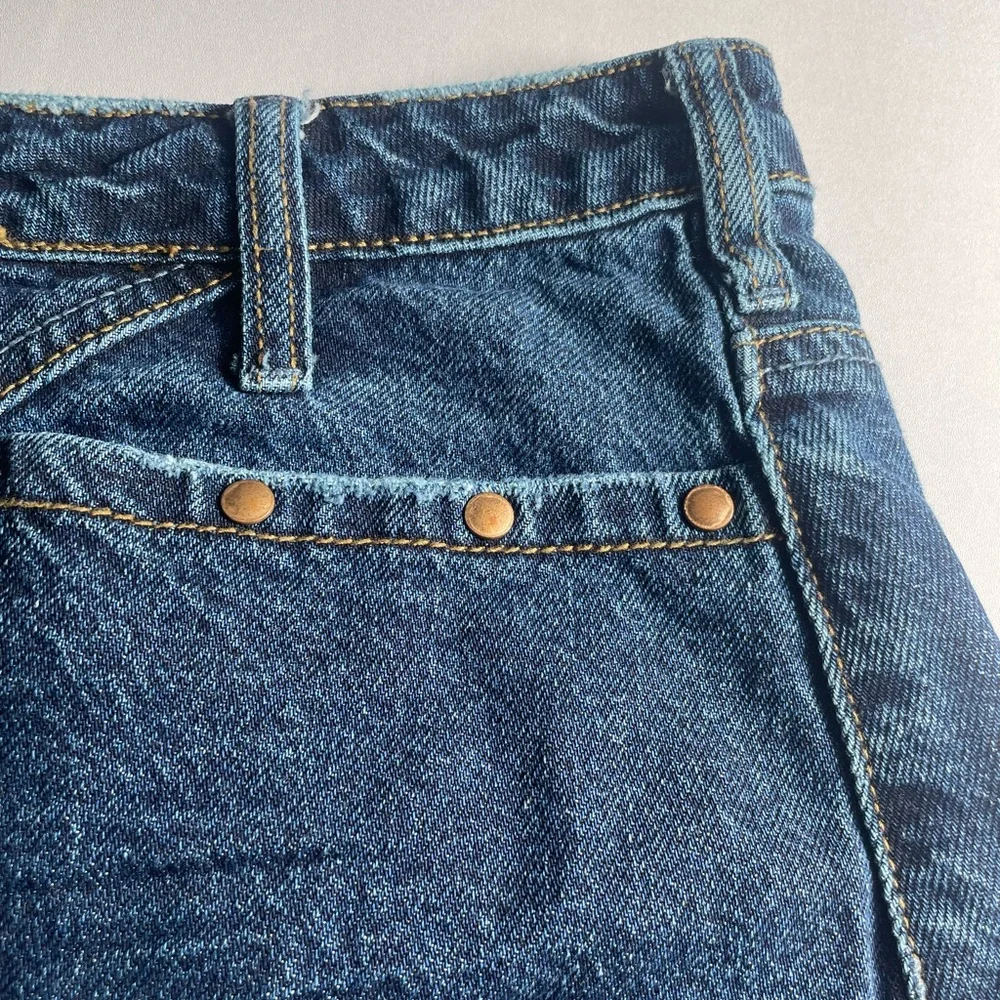 OneTeaspoon Darkwash Trucker Mini Skirt Studded Distressed Raw Hem Denim Sz 27